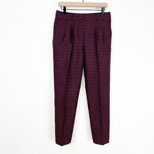 Kate Spade Avery Jacquard Pleated Cropped Trousers Harlequin Diamond Print Pants